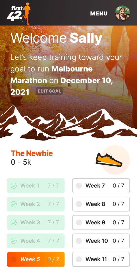 An example of the First42K workout portal